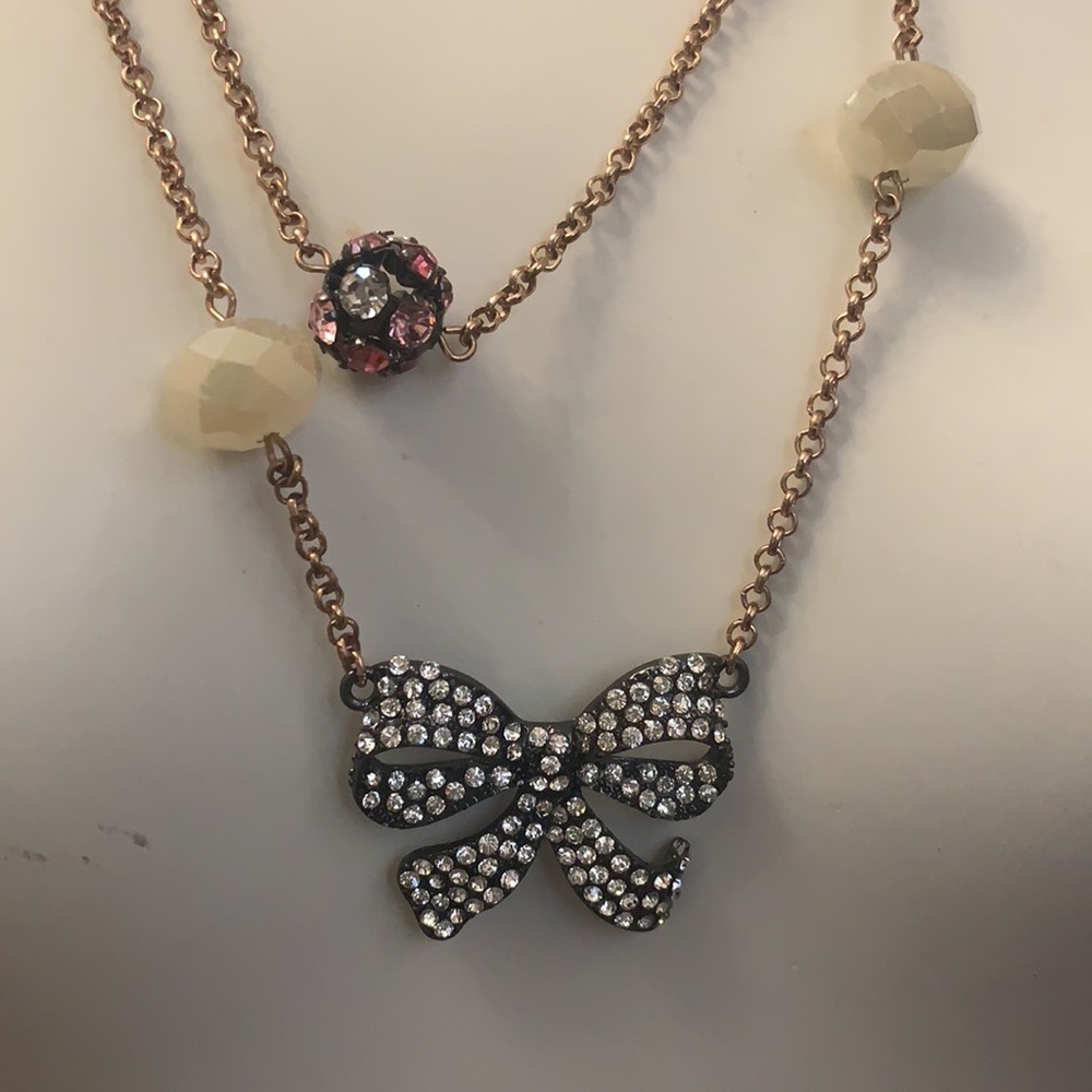 BETSEY JOHNSON THREE CHAIN Layered Necklace WITH CHARMS Clock watch - Picture 5 of 15